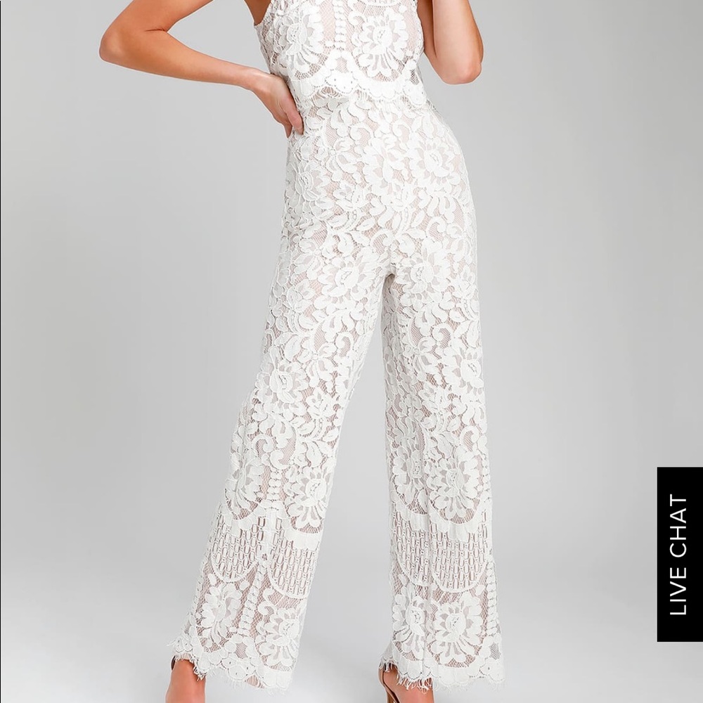 Lulus White lace jumpsuit